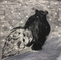 "Karu ja puu" kuivnõel raamis, kujutise mõõdud 20 x 20 cm, 179€